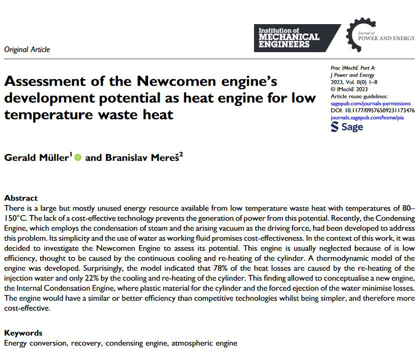 Assessment of the Newcomen engine’s development potential as heat engine for low temperature waste heat
